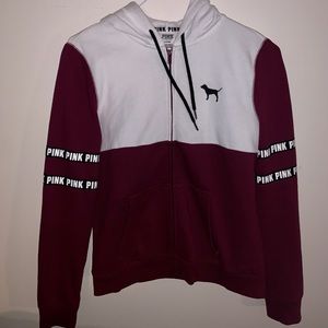 Pink maroon and white sweatshirt